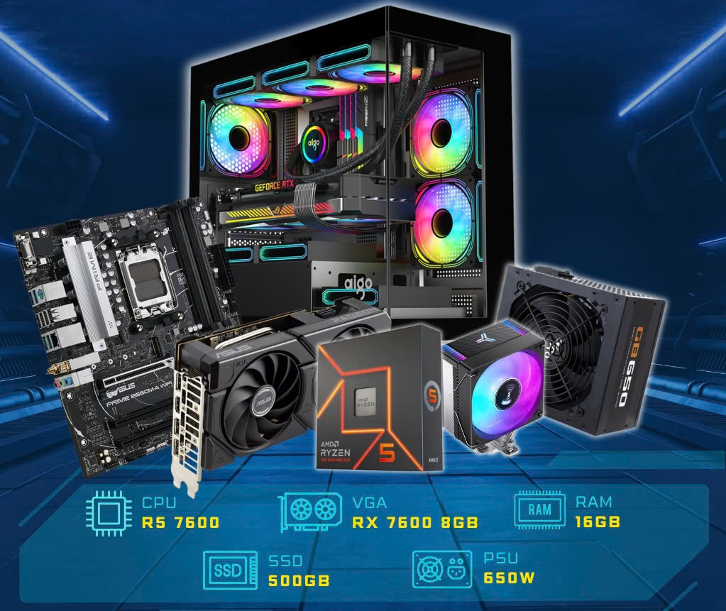 PC GAMING PRO - PCAP AMD R5 7600 - RX 7600 8GB PC GAMING PRO - PCAP AMD R5 7600 - RX 7600 8GB